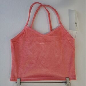 Mono B Terry Cloth Spaghetti Strap Crop Top